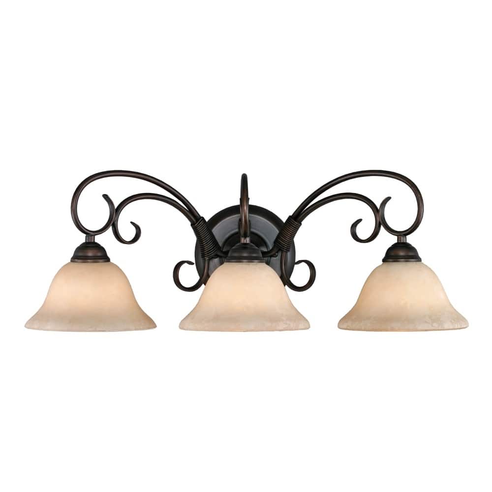 Golden Lighting Homestead Brown Steel 3-light Bath Vanity