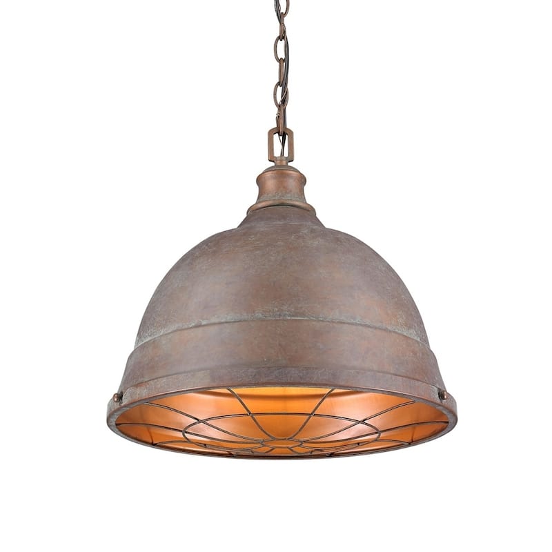 Golden Lighting Bartlett Copper Patina Steel 2-light Pendant - 16.5" W x 15.88" H - 16.5" W x 15.88" H