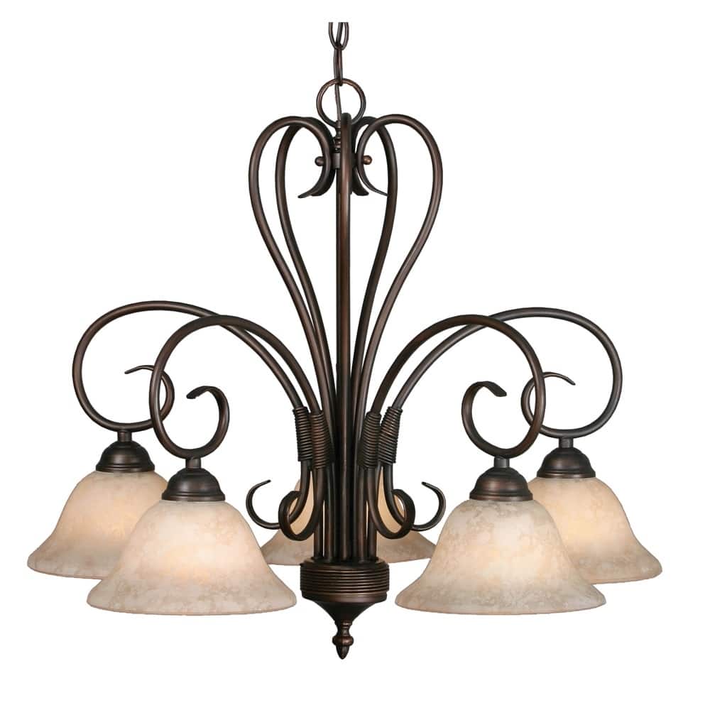 Golden Lighting's Homestead Bronze-finished Steel 5-light Nook Chandelier