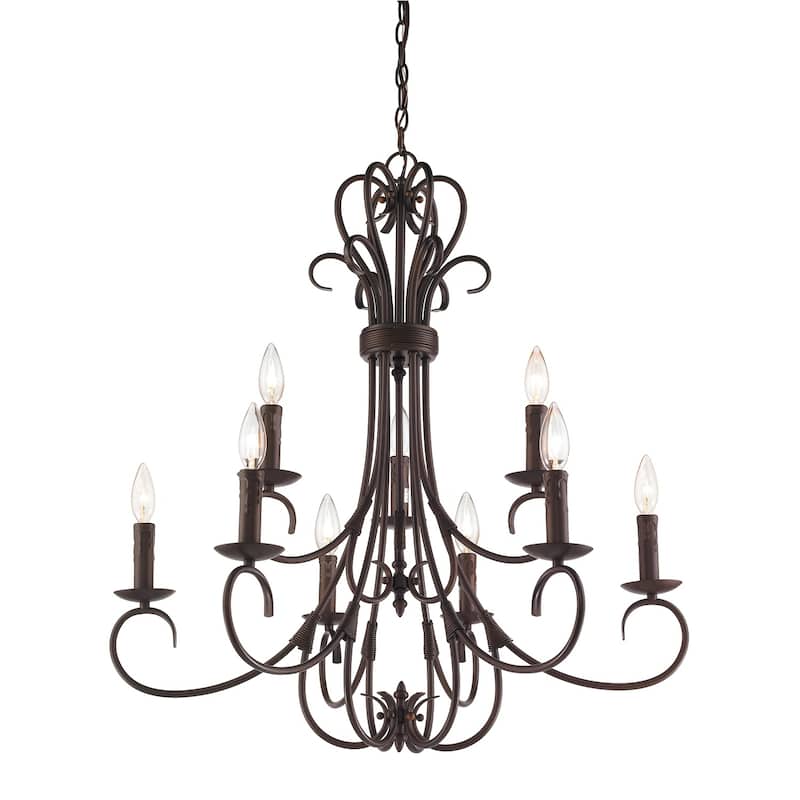 Copper Grove Nicosia 2-tier Steel 9-light Candelabra Chandelier