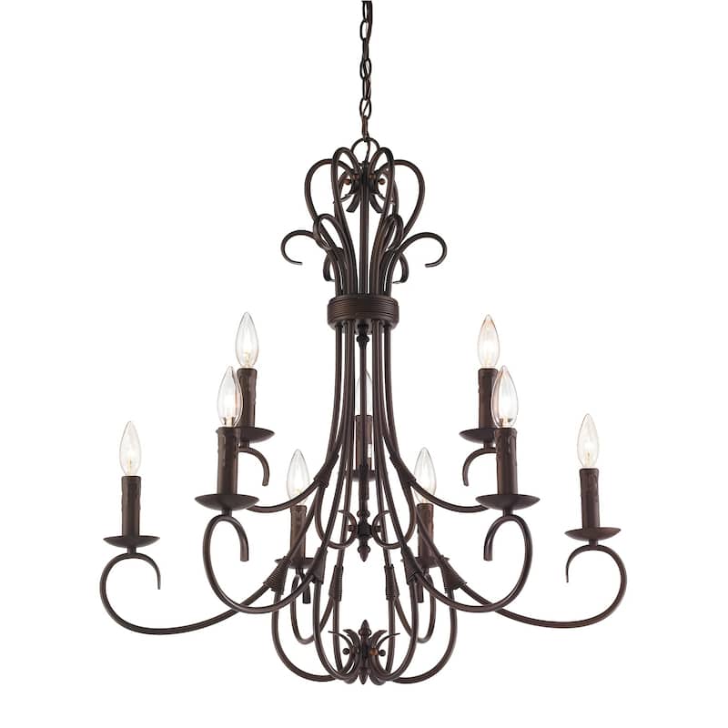 Copper Grove Nicosia 2-tier Steel 9-light Candelabra Chandelier