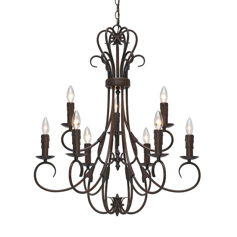 Copper Grove Nicosia 2-tier Steel 9-light Candelabra Chandelier
