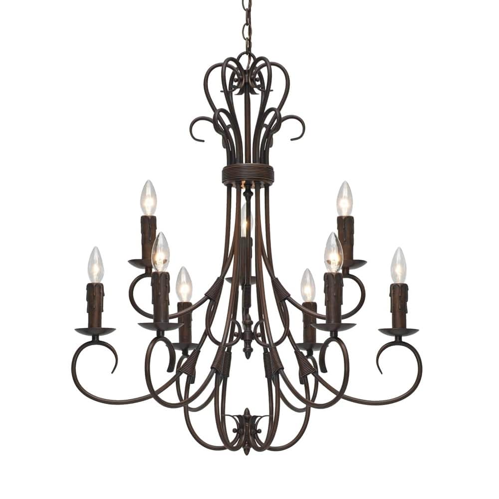 Copper Grove Nicosia 2-tier Steel 9-light Candelabra Chandelier