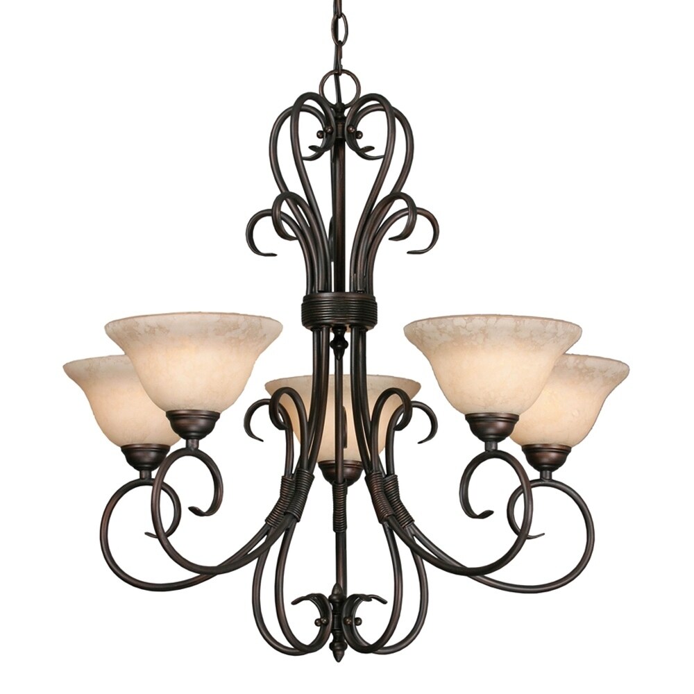 Golden Lighting Homestead #8606-5 RBZ-TEA 5-light Chandelier (Rubbed Bronze) - Chandeliers For Bedrooms by Overstock.com