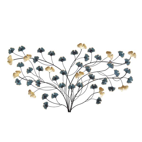 Shop Stratton Home Blue Gold Tone Metal Blooming Flowers Wall