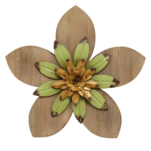 Stratton Home Multicolored MDF/Metal Rustic Flower Wall Decor