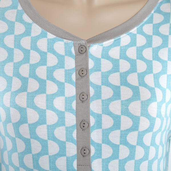 Shop Ink Ivy Sidewalk Printed Knit Long Sleeve Henley Nightgown 3