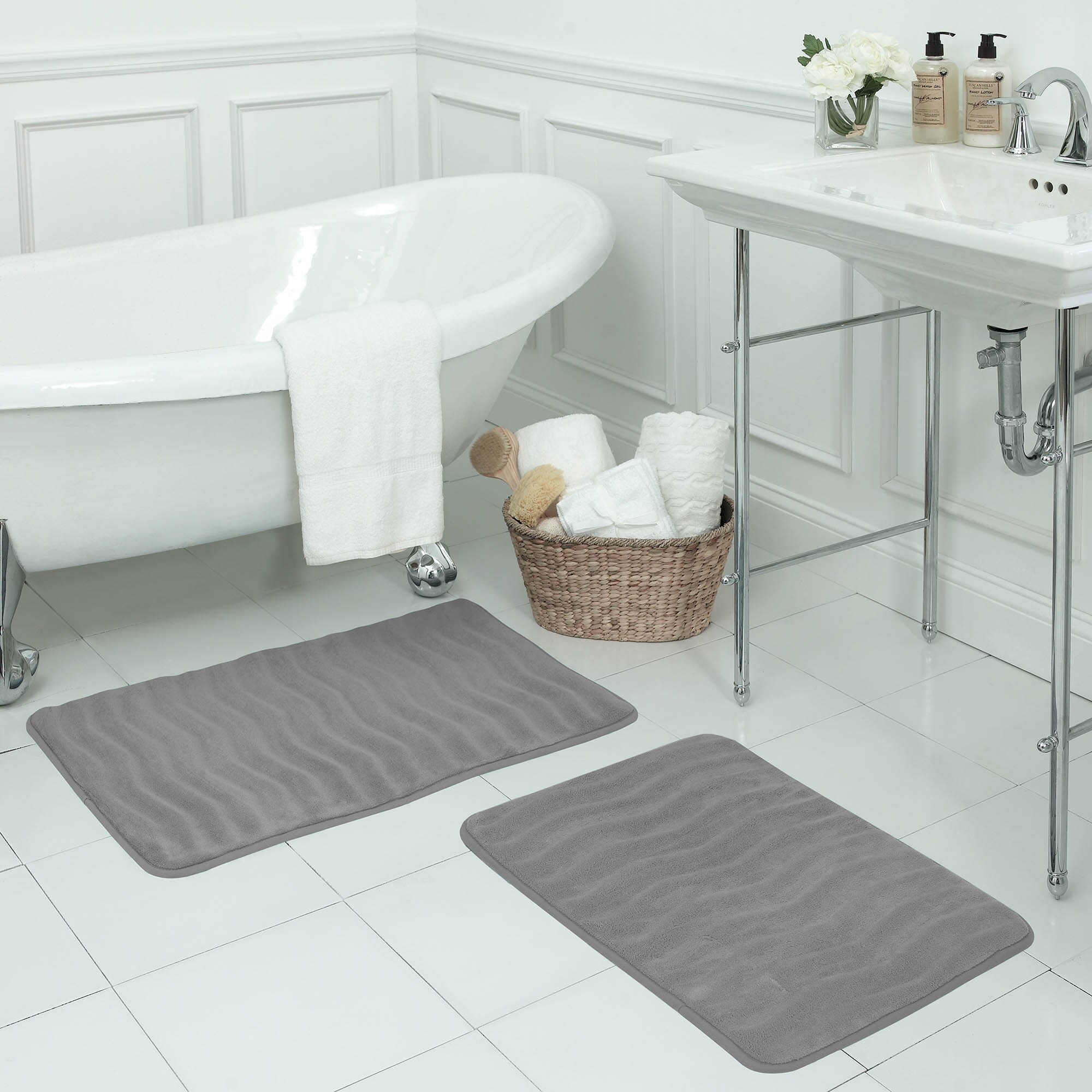 2Pc Memory Foam Bath Rugs Geo Gray - Citi Trends