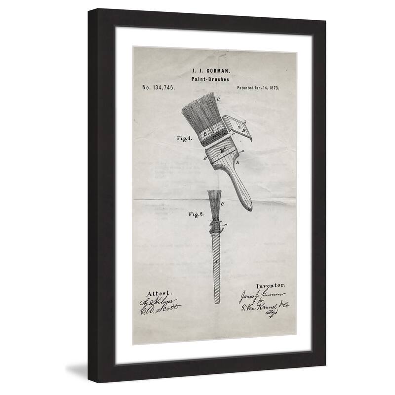 Marmont Hill - 'Paint Brush 1873 Old Paper' by Steve King Framed Painting Print - Multi-Color