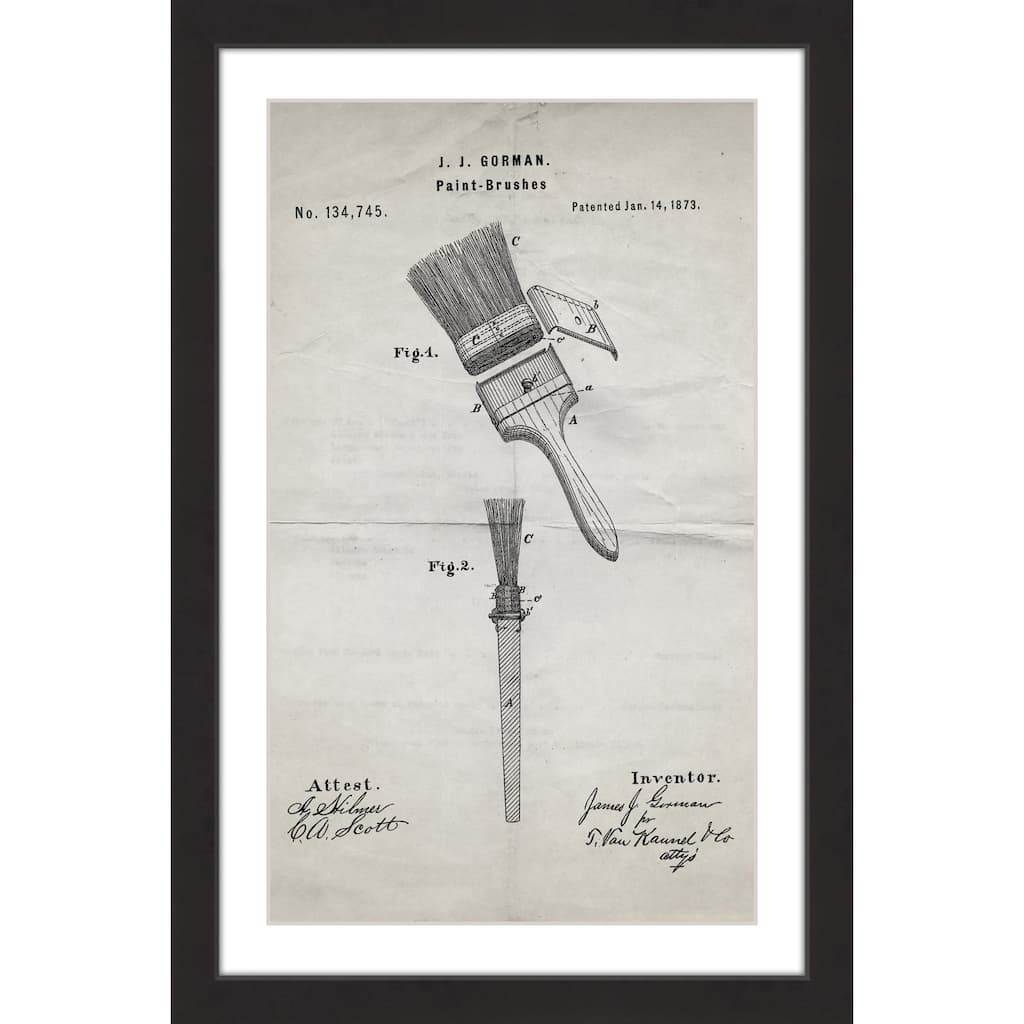 Marmont Hill - 'Paint Brush 1873 Old Paper' by Steve King Framed Painting Print - Multi-Color