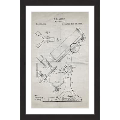 Marmont Hill - 'Microscope 1886 Old Paper' by Steve King Framed Painting Print - Multi-Color