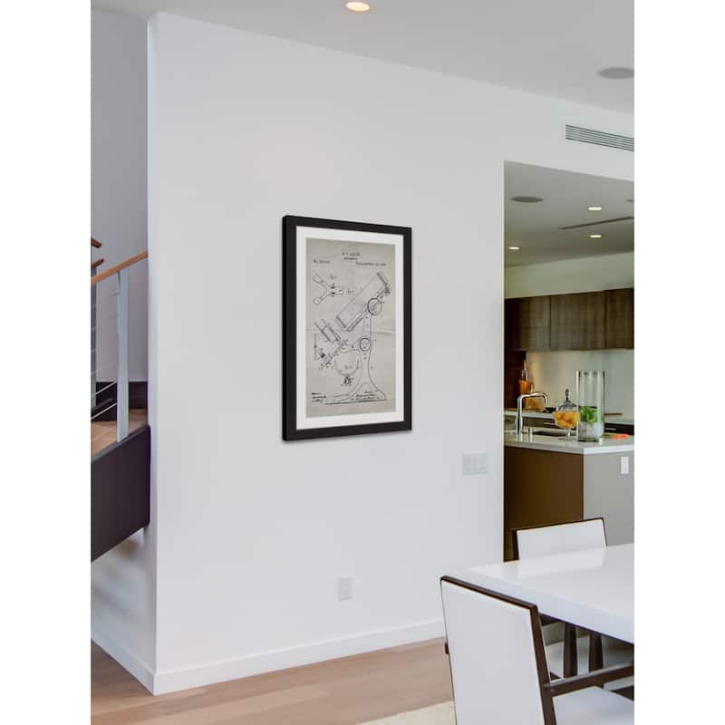 Marmont Hill - 'Microscope 1886 Old Paper' by Steve King Framed Painting Print - Multi-Color