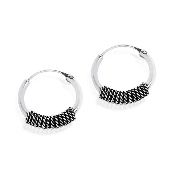 12Mm Bali Hoops 925 Sterling Silver For Women and Girls 