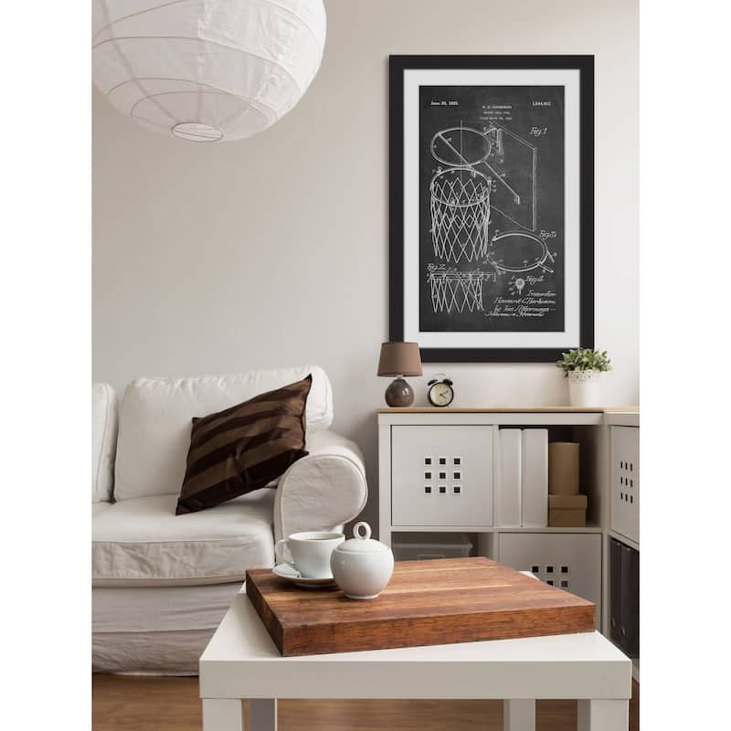 Marmont Hill - 'Basketball Hoop 1925 Chalk' by Steve King Framed Painting Print - Multi-Color