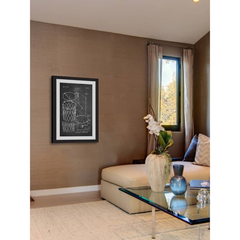 Marmont Hill - 'Basketball Hoop 1925 Chalk' by Steve King Framed Painting Print - Multi-Color