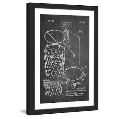 Marmont Hill - 'Basketball Hoop 1925 Chalk' by Steve King Framed Painting Print - Multi-Color