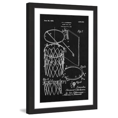 Marmont Hill - 'Basketball Hoop 1925 Black Paper' by Steve King Framed Painting Print - Multi-Color