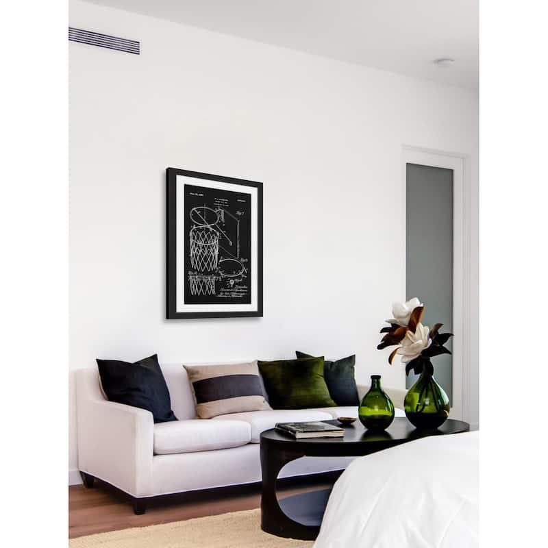 Marmont Hill - 'Basketball Hoop 1925 Black Paper' by Steve King Framed Painting Print - Multi-Color