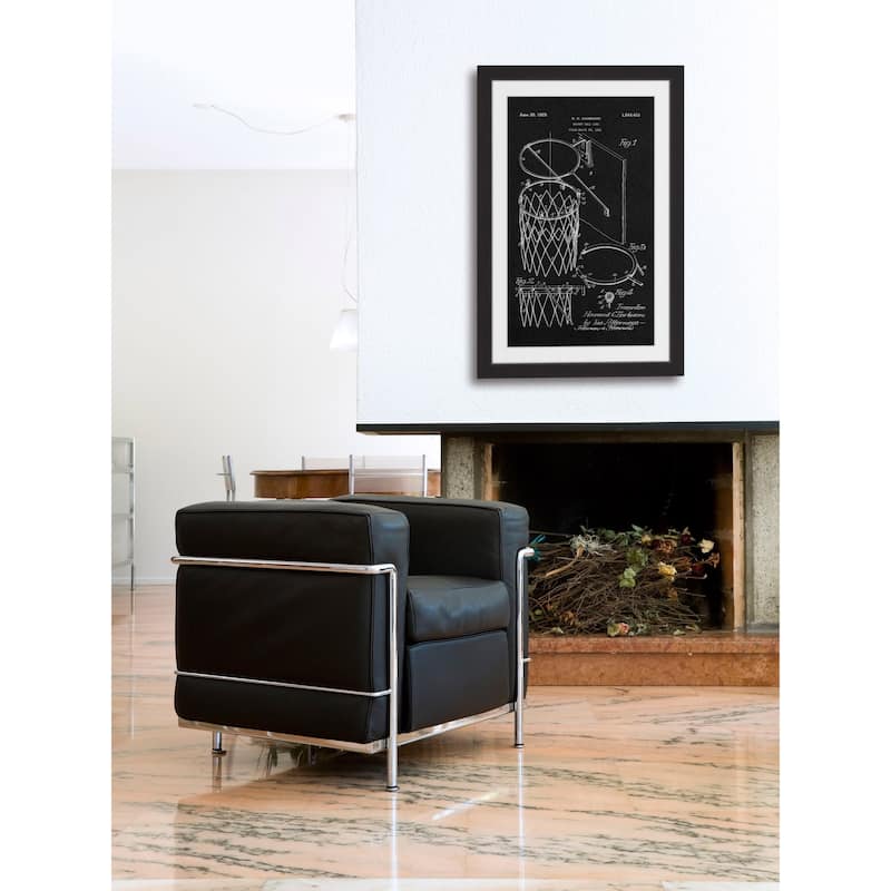 Marmont Hill - 'Basketball Hoop 1925 Black Paper' by Steve King Framed Painting Print - Multi-Color