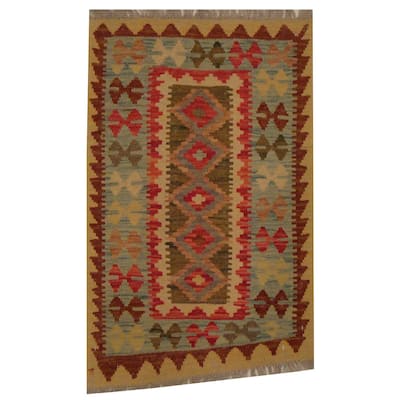 Handmade One-of-a-Kind Wool Kilim (Afghanistan) - 1'11 x 2'11