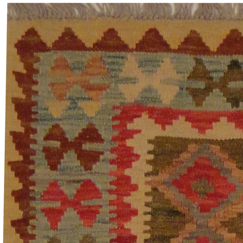 Handmade One-of-a-Kind Wool Kilim (Afghanistan) - 1'11 x 2'11