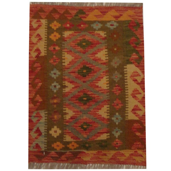 Shop Handmade Herat Oriental Afghan Tribal Wool Kilim (afghanistan) - 2 