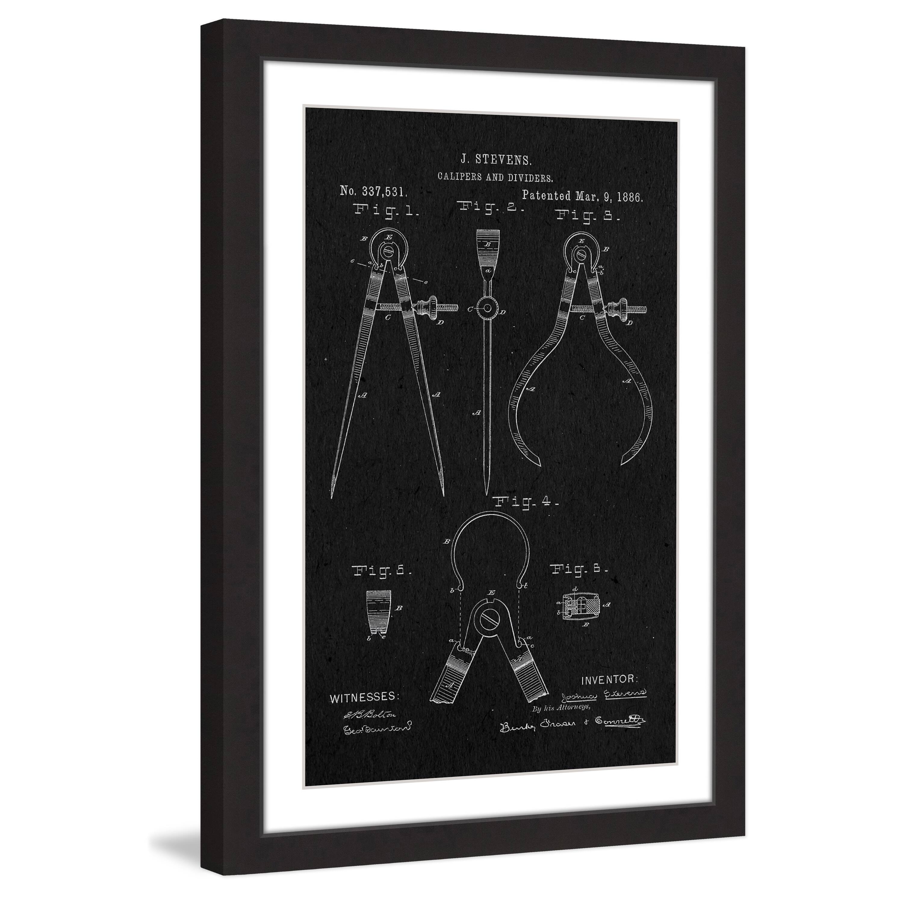 Marmont Hill - 'calipers 1886 Black Paper' By Steve King Framed 