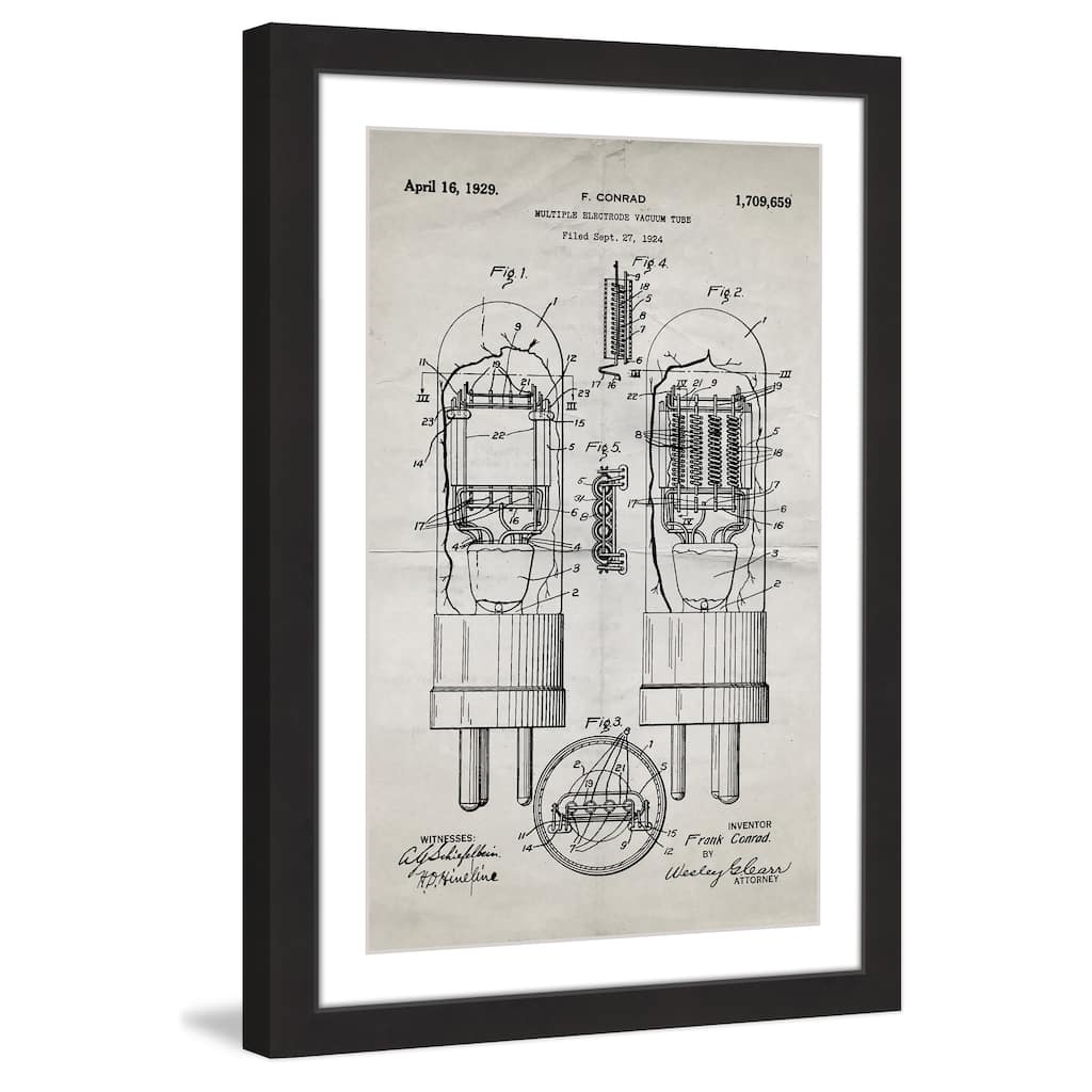 Marmont Hill - 'Vacuum Tube 1924 Old Paper' by Steve King Framed Painting Print - Multi-Color
