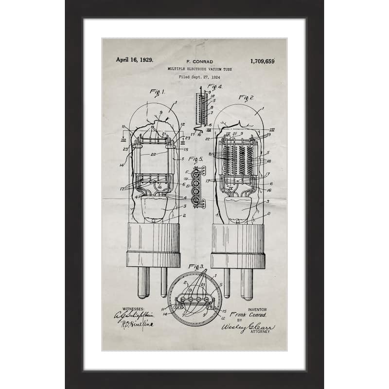 Marmont Hill - 'Vacuum Tube 1924 Old Paper' by Steve King Framed Painting Print - Multi-Color