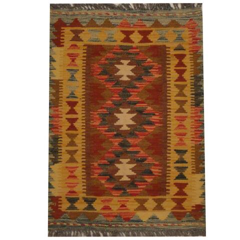 Handmade One-of-a-Kind Wool Kilim (Afghanistan) - 2'1 x 2'11