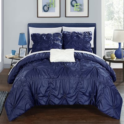 Chic Home 4-Piece Benedict Navy Duvet Cover Set