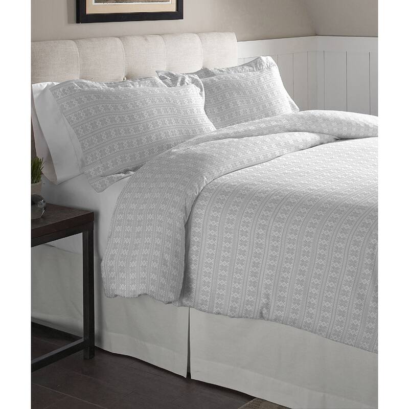 Pointehaven Fair Isle Cotton Flannel Oversized Duvet Set