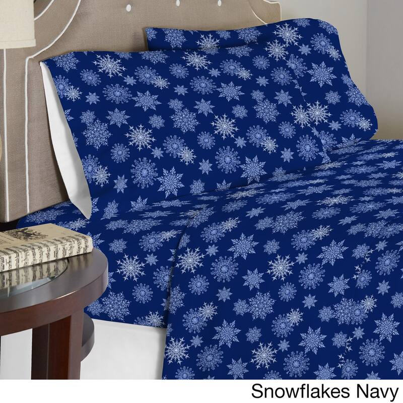 Pointehaven Printed or Solid Cotton Flannel Oversized Duvet Set