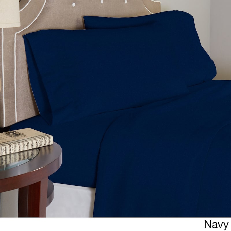Pointehaven Printed or Solid Cotton Flannel Oversized Duvet Set