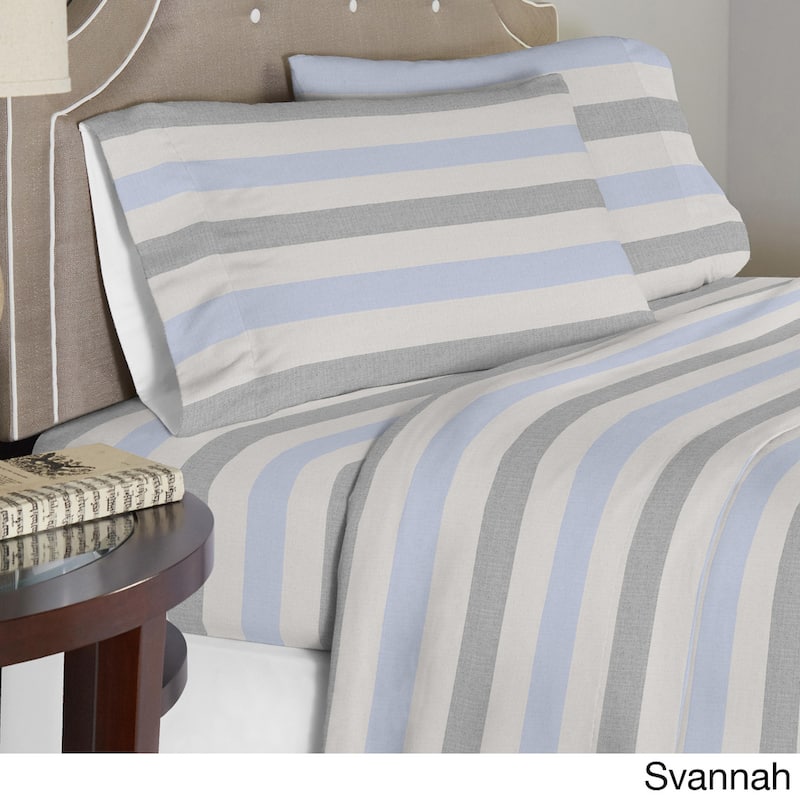 Pointehaven Printed or Solid Cotton Flannel Oversized Duvet Set