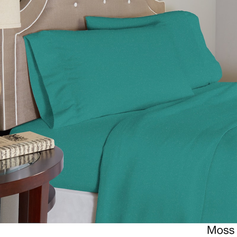 Pointehaven Printed or Solid Cotton Flannel Oversized Duvet Set