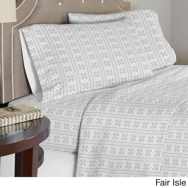 Pointehaven Printed or Solid Cotton Flannel Oversized Duvet Set