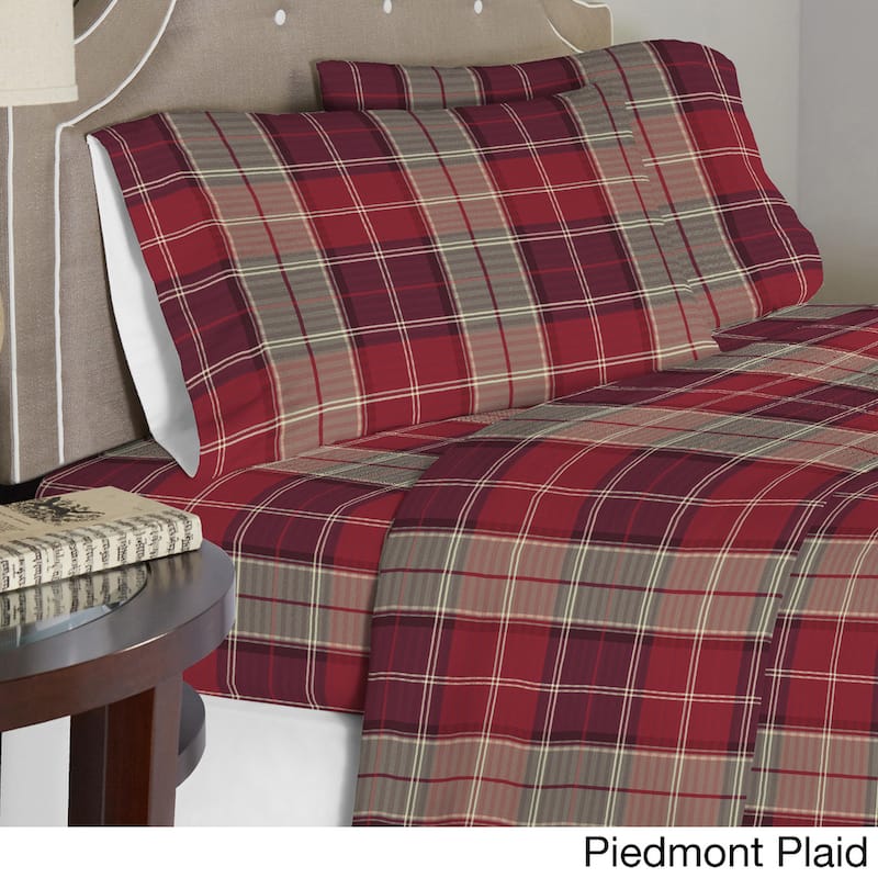 Pointehaven Printed or Solid Cotton Flannel Oversized Duvet Set