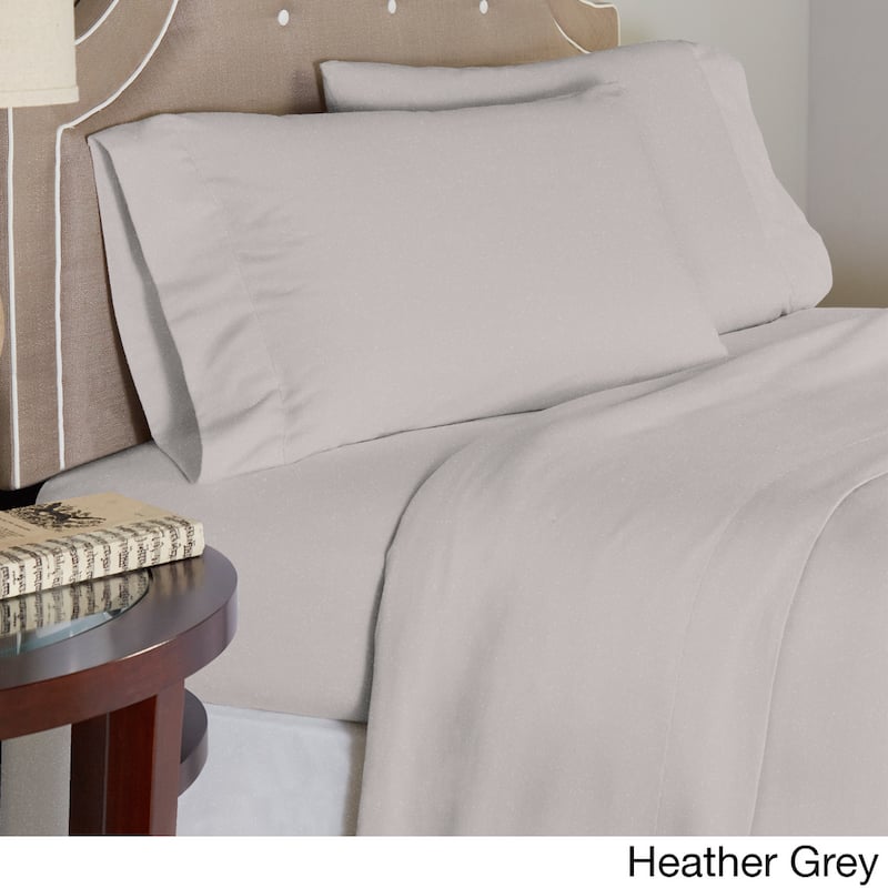 Pointehaven Printed or Solid Cotton Flannel Oversized Duvet Set