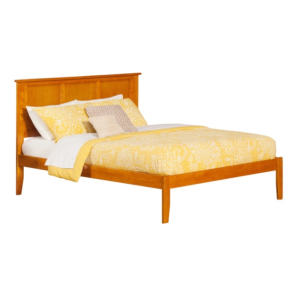 Madison King Platform Bed with Open Foot Board in Caramel