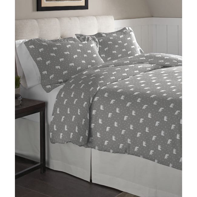 Pointehaven Polar Bear Cotton Flannel Oversized Duvet Set