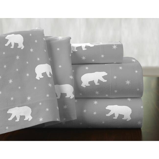 Pointehaven Polar Bear Cotton Flannel Oversized Duvet Set