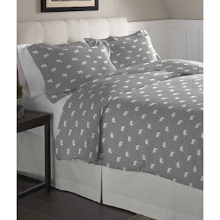 Pointehaven  Polar Bear Cotton Flannel Oversized Duvet Set