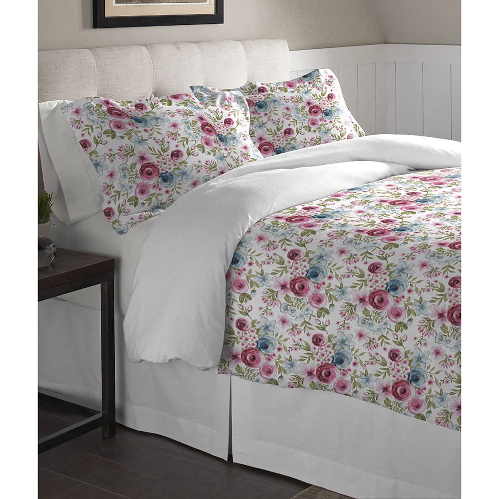 Pointehaven Sylvan Cotton Printed Flannel Oversized Duvet Set - Multi-color