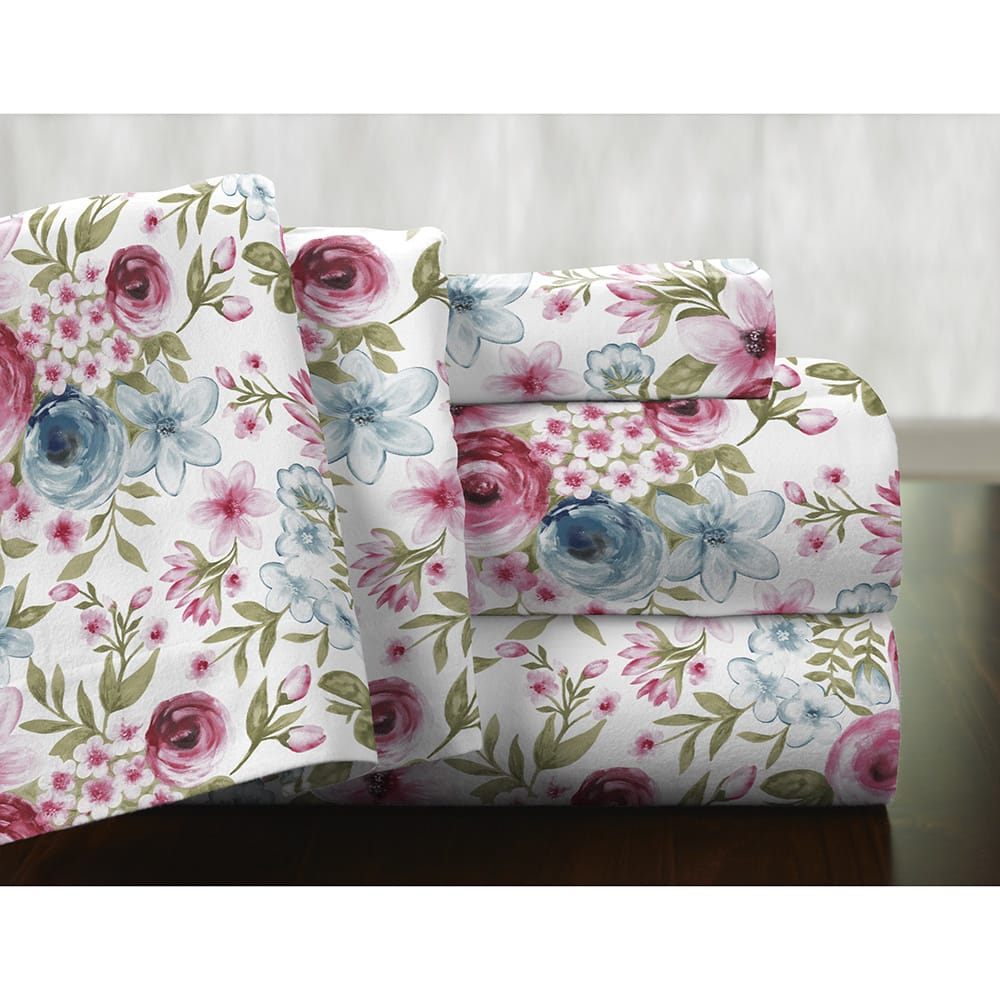 Pointehaven Sylvan Cotton Printed Flannel Oversized Duvet Set - Multi-color