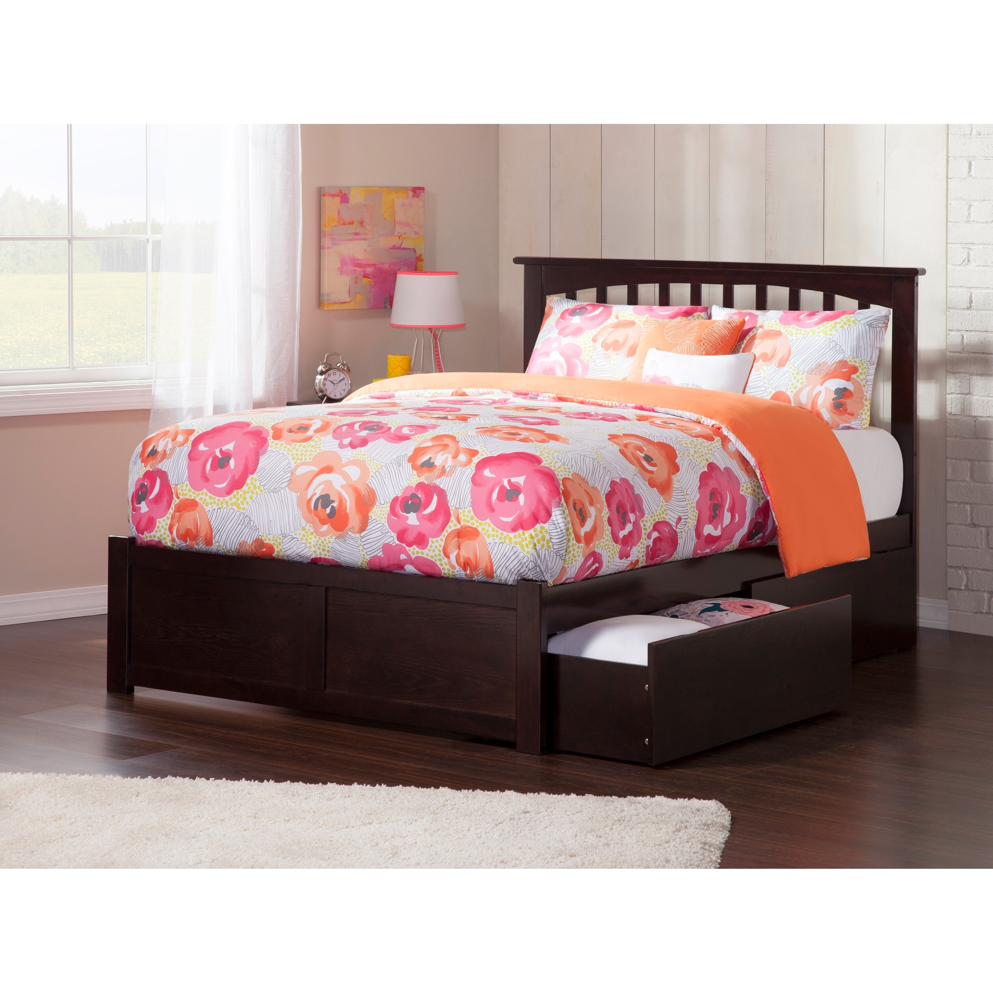 mission queen platform bed with storage