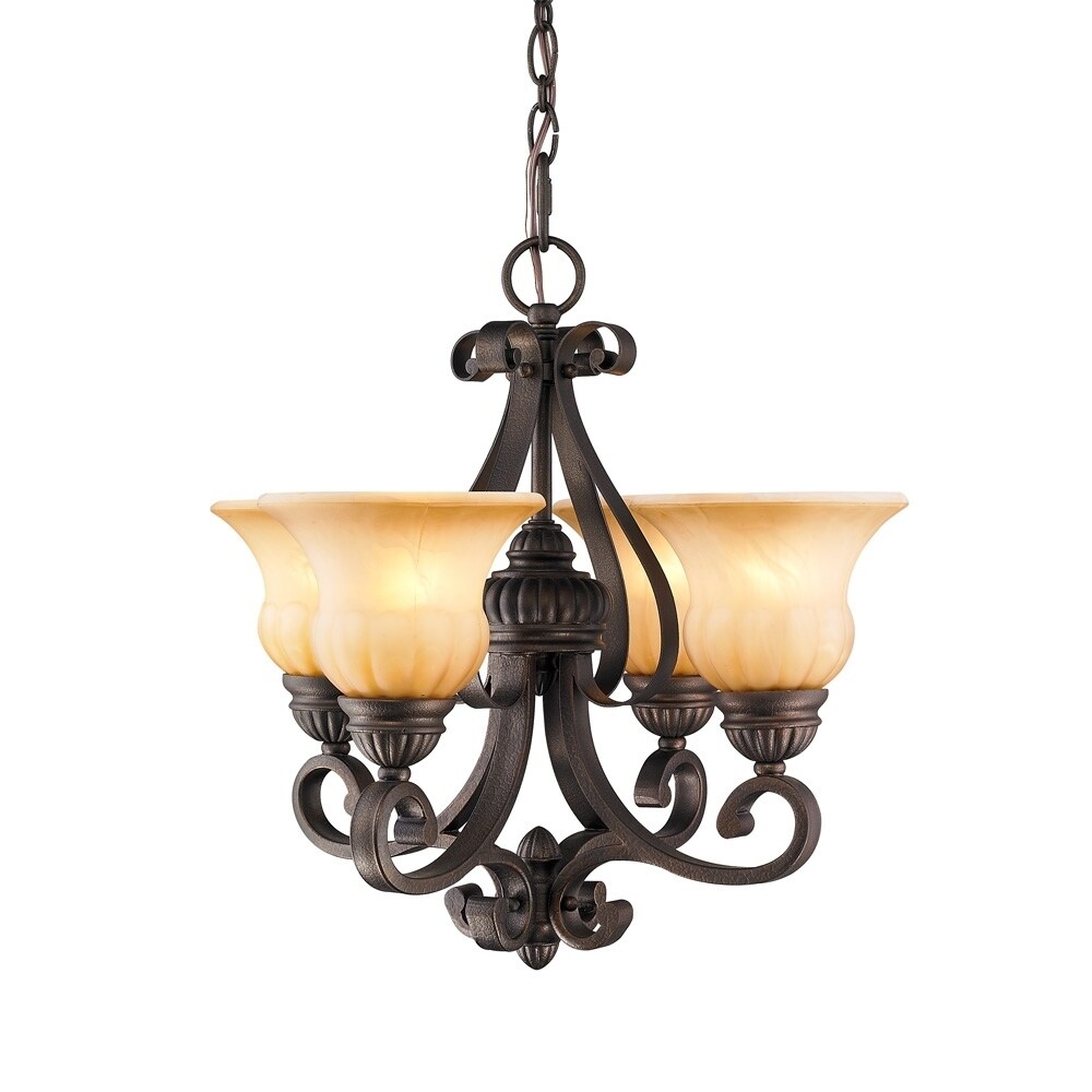 Golden Lighting Mayfair #7116-GM4 LC 4-light Mini Chandelier (Leather Crackle) - Chandeliers For Bedrooms by Overstock.com