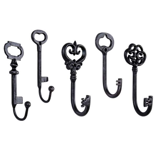 Black Iron Decorative Key Hooks (Set of 5) Overstock 12777521