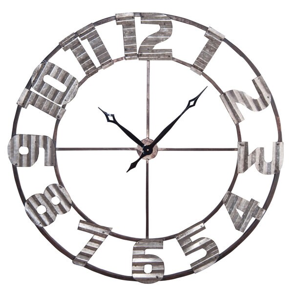 Ashville Silver Corrugated Metal Wall Clock