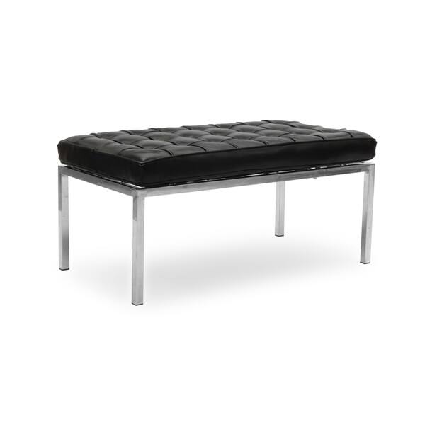 Shop Florence Knoll Style Premium Aniline Leather 2 Seater Bench